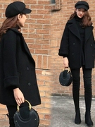 加厚反季秋冬季韩版宽松显瘦黑色呢子大衣中长款毛呢外套女潮