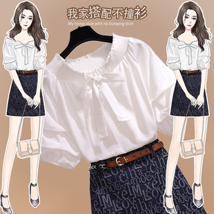 轻熟套装女夏2024韩版温柔系气质减龄雪纺衬衫短裙高腰两件套