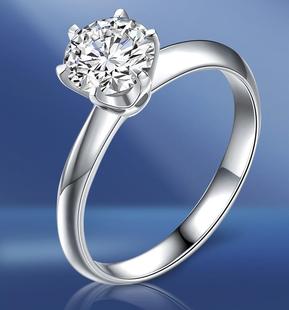 d色18k白金莫桑钻石，戒指女钻戒经典六爪1克拉时尚情侣结婚求婚戒