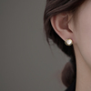 925纯银耳钉女2024猫眼石耳环设计高级耳骨钉气质耳饰