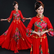 中国风大合唱长裙舞蹈服装，秧歌服春季民族风，开场舞大摆裙2022