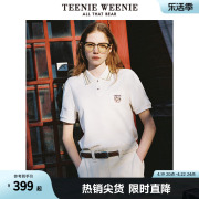 TeenieWeenie小熊女装2024年夏季短袖POLO衫T恤时尚白色上衣