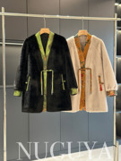 复古中国风黄金水貂绒，外套女冬装，皮毛一体时髦洋气加厚皮草大衣
