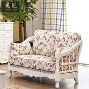 田园沙发小户型白色欧式实木沙发，组合现代简约韩式橡木沙发客