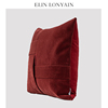 ELIN LONYAIN现代简约酒红色麂皮几何拼接靠垫抱枕样板房方枕腰枕