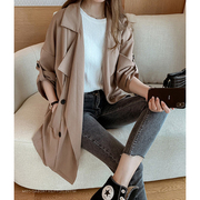 2020春季韩版waitmore风衣女，中长款小个子薄款流行大衣外套潮