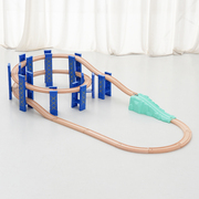 环形轨道双层高架桥螺旋桥墩兼容木质磁性小火车木制BIRO米兔玩具