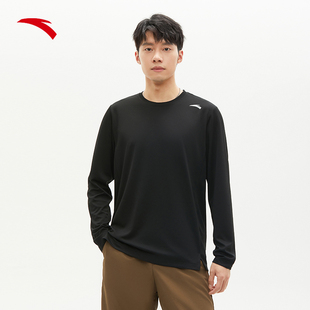 安踏易拧干长袖针织t恤男夏季跑步训练内达运动上衣套头衫
