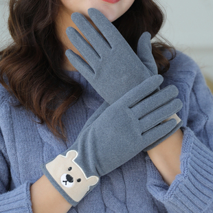 保暖手套女冬季可爱韩版卡通学生加绒加厚触屏防寒春秋薄骑车开车
