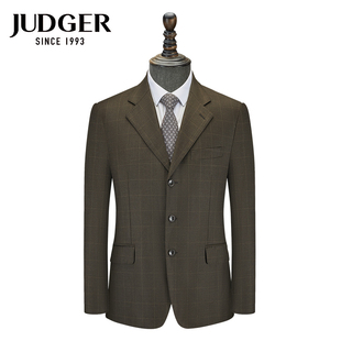 JUDGER庄吉羊毛时尚格纹西装纯羊毛 宽松男士便西服毛料外套
