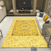 新中式轻奢地垫客厅地毯国潮风仿古古典龙纹明黄色高级感明清复古
