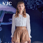 VJC/威杰思秋冬女装宫廷风减龄蕾丝娃娃领通勤气质上衣