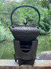 日式茶炉复古烧水炉茶室铁壶炉子古风小碳炉家用手工做旧铁炉炭炉