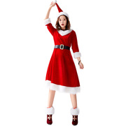 圣诞节服装女成人服饰红色连衣裙节日派对圣诞老人装扮舞台表演服