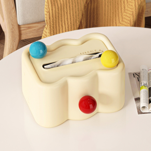 多巴胺纸巾盒家用桌面抽纸盒奶油风彩色球球创意可爱茶几收纳盒