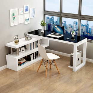 转角书桌书架一体桌书柜电脑，台式桌子写字家用角落电脑桌简约卧室