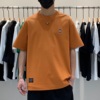 夏季韩版男士圆领短袖T恤百搭潮流时尚简约刺绣休闲纯色体恤衫