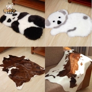 仿动物皮地毯熊猫奶牛皮斑马豹纹地毯ins民宿个性毛绒地垫坐垫潮