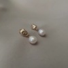 天然淡水珍珠耳环女米珠耳钉精致小巧百搭银针可爱甜美潮抽象