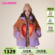 lalabobo2023冬季甜美可爱风，草莓立领毛绒外套女lbcd-wsdr40