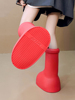 阿童木同款时尚创意橡胶红靴女2024平底防水外穿中筒大头雨靴