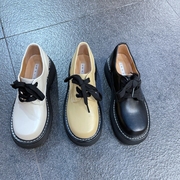韩国东大门2021秋季网红厚底圆头系带大头皮鞋时尚减龄女单鞋