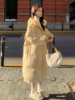 奶黄色羽绒棉服女中长款2023年冬季韩版宽松学生面包服加厚潮
