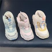 f+韩国童装2023年冬季儿童，拼接色时尚毛绒雪地靴保暖鞋