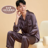 杭州丝绸100%桑蚕丝重磅真丝男套装丝绸舒适家居服长袖长裤