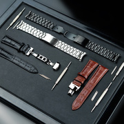手表带男皮表链针扣手表皮带配件男商务20/22mm不锈钢/皮表带