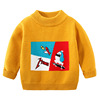 儿童半高领毛衣冬季男童加绒加厚毛线衣(毛，线衣)宝宝红色上衣8756