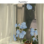 《花夏如海》法式水彩绣球花玻璃贴卧室透明窗户装饰贴纸静电贴膜