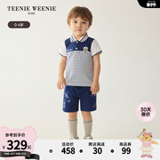 TeenieWeenie Kids小熊童装24夏男宝宝海军风条纹短袖POLO衫