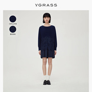 VGRASS法式全羊绒针织衫女冬季蕾丝拼接针织衫VZZ3O42690