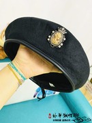 网红时尚蘑菇帽 英皇女王徽章贝雷帽 男女四季款时尚休闲潮帽