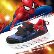 蜘蛛侠男童童鞋发光运动鞋，春秋跑步防滑小童男孩，超轻儿童鞋子
