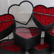 玫瑰花爱心礼盒防水塑料可视透明鲜花心型礼物花盒
