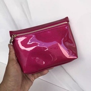 原单玫红色漆皮光胶化妆包 漂亮时尚手拿包 收纳包