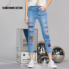 VENSSTNOR维斯提诺20新潮创意图案印花弹力修身小脚女士长牛仔裤