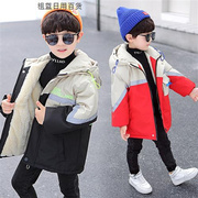 男童加绒外套秋冬装2022儿童韩版洋气，眼镜风衣男孩冬装棉衣潮