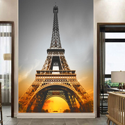 巴黎埃菲尔铁塔图建筑玄关北欧风格装饰画简约现代墙贴壁挂画自粘