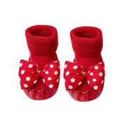 宝宝学步前袜子鞋秋冬加厚婴儿，棉鞋女幼儿可爱红色新年防滑地板鞋
