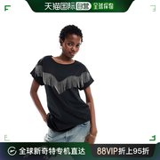 香港直邮潮奢 Allsaints 女士 AllSaints Imo Boy 流苏T恤(黑色)
