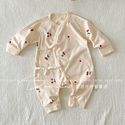 新生婴儿蝴蝶衣服春装纯棉，0-6月宝宝连体衣哈衣爬服夏季薄款和尚