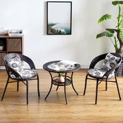 阳台桌椅藤椅三件套组合现代简约小茶几休闲庭院圆桌手工编织花园