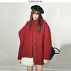 Torisee原创设计冬日新年红色战衣斗篷披肩毛呢大衣外套女