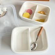 纯白陶瓷分格饭盒减脂分餐盘深盘微波炉专用分格碗学生便当盒