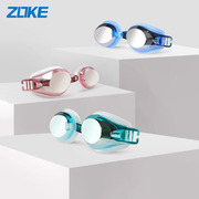 ZOKE泳镜女防水防雾男电镀防紫外线清晰可调节舒适平光近视游泳镜