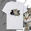 3D猫时尚原创猫咪创意图案印花2024男女同款潮牌短袖纯棉T恤
