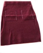 亏清断码m1580元灰色酒红色高端羊毛双面针织半身裙中裙包臀裙